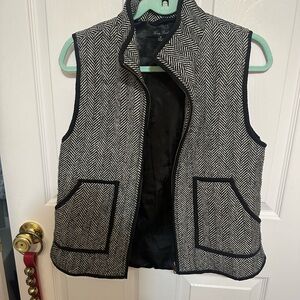 Black and White Herringbone Vest